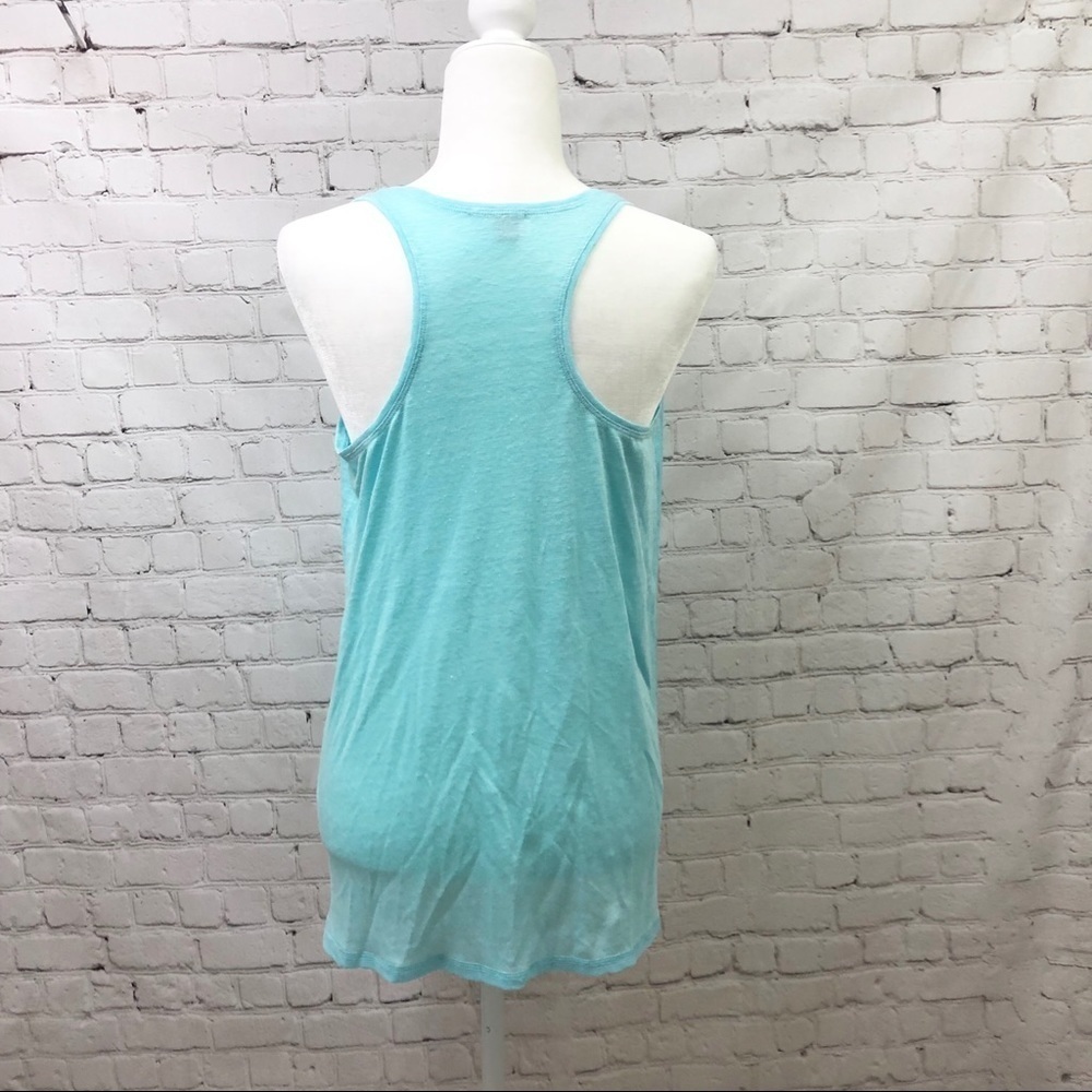 Halogen Linen Racerback Tank Turquoise Size Medium Summer - Picture 5 of 8